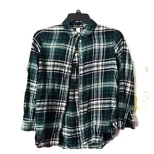 Green, Black & White Flannel Shirt